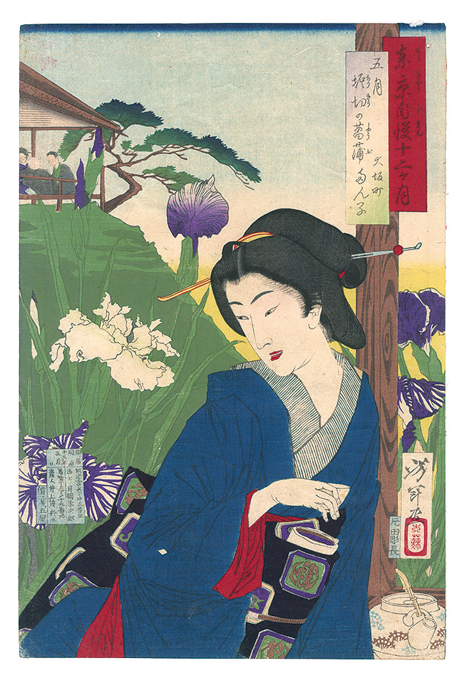 芳年「東京自慢十二ヶ月　五月 堀切の菖蒲」