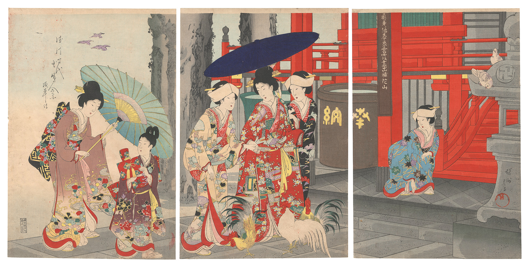 周延「徳川時代貴婦人之図　浅草詣」