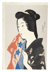 手拭持てる女