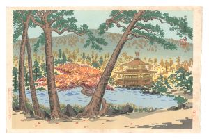 徳力富吉郎「新京名所　金閣寺秋景」