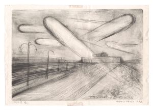 深水正策「板画新日本百景　羽田空港」