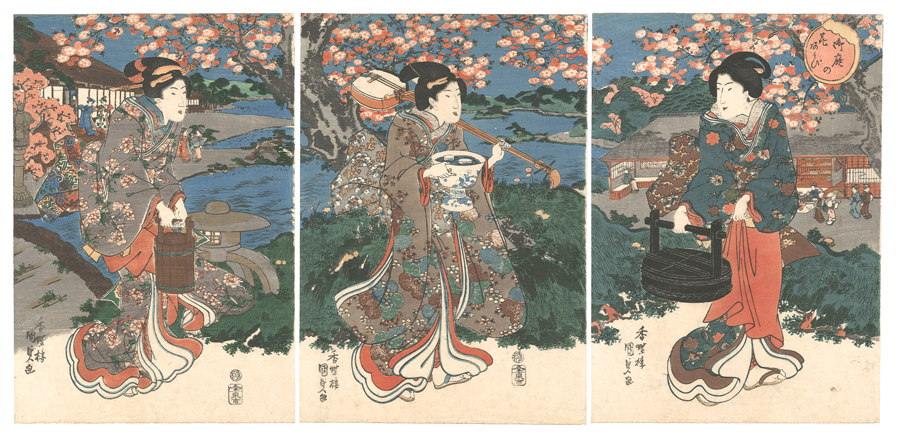 Kunisada I “Enjoying Flowers at the Garden”