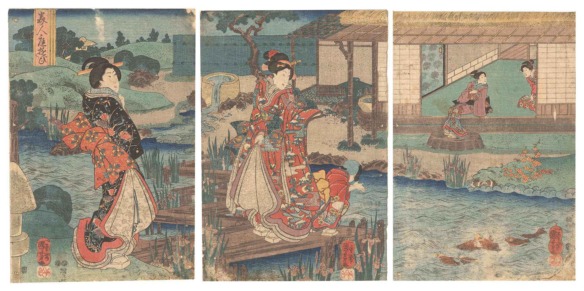 国芳「美人庭遊び」