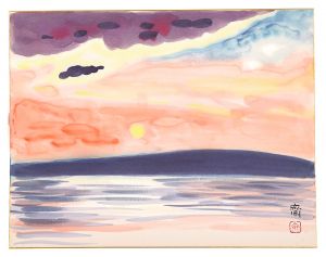 齊藤齋「自筆画色紙　日の出」