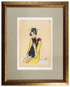 Takehisa Yumeji / Woman Holding a Black Cat