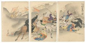 鳳凰城ニ将士奮闘之図　／　月耕