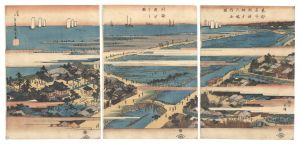 東都名所　洲崎弁才天境内全図 同海浜汐干之図　／　広重初代