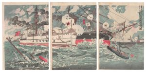清親「朝鮮豊島海辺ニ於ル日清海戦 我軍大勝利之図」
