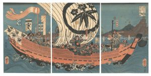 国芳「鎮西八郎為朝鬼夜叉を案内として島々へ押渡り猛威を震ふ図」