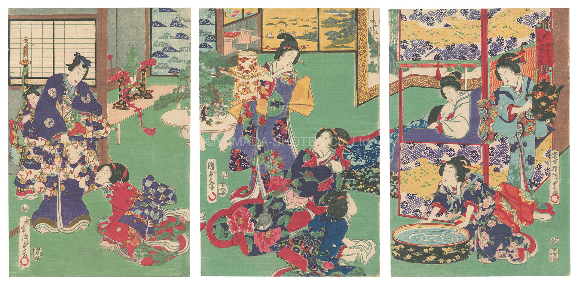 Kunisada II “The Birth of the Child: Inaka Genji at Suma”
