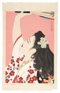 志村立美「現代美人風俗五態　追羽根」