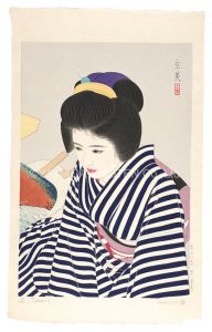 志村立美「現代美人風俗五態　夏たけて」