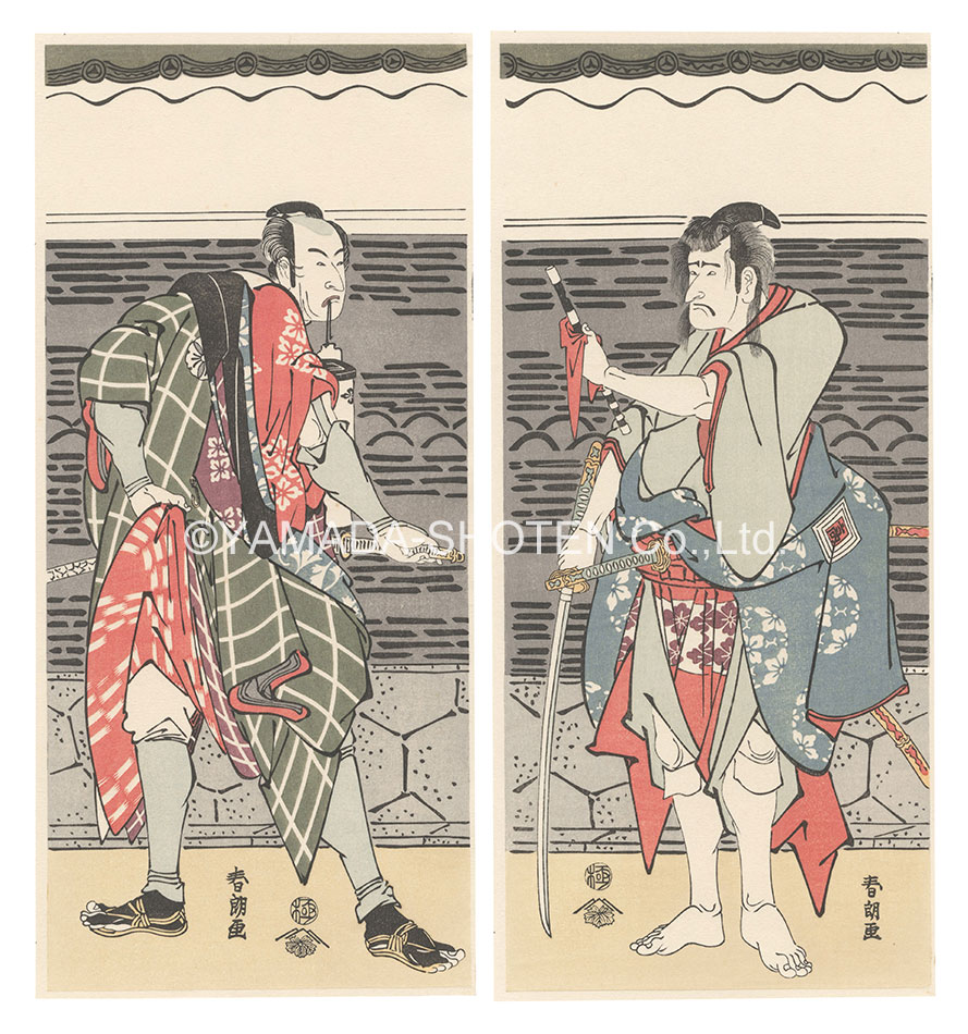 Hokusai “Actors Matsumoto Koshiro IV as Banzuiin Cho'bei and Ichikawa Komazo III as Hirai Gonpachi【Reproduction】”