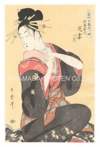 Utamaro / Array of Supreme Portraits of the Present Day / Hanazuma of the Hyogoya, kamuro Sakura and Nioi【Reproduction】 [当時全盛似顔揃　兵庫屋内花妻 さくら にほひ【復刻版】]