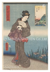 Toyokuni III and Kunihisa II / One Hundred Beautiful Women at Famous Places in Edo / Iris at Horikiri [江戸名所百人美女　堀切菖蒲]