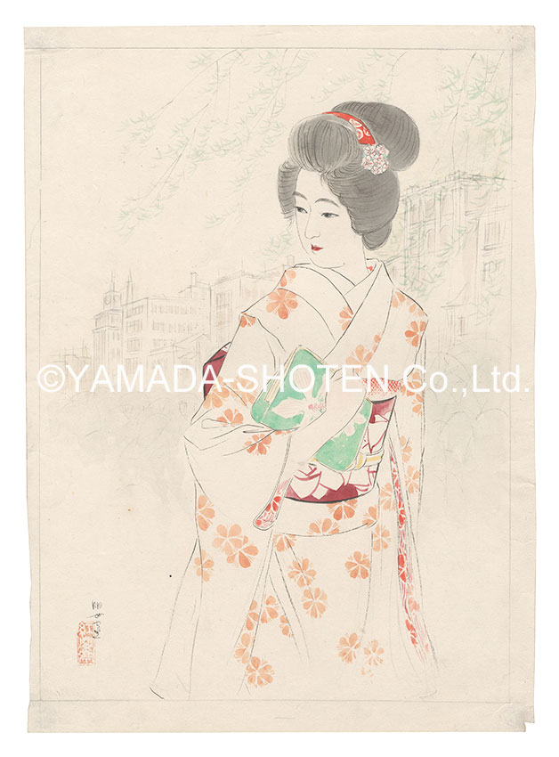 神保朋世「自筆画稿　芽ぶく柳」