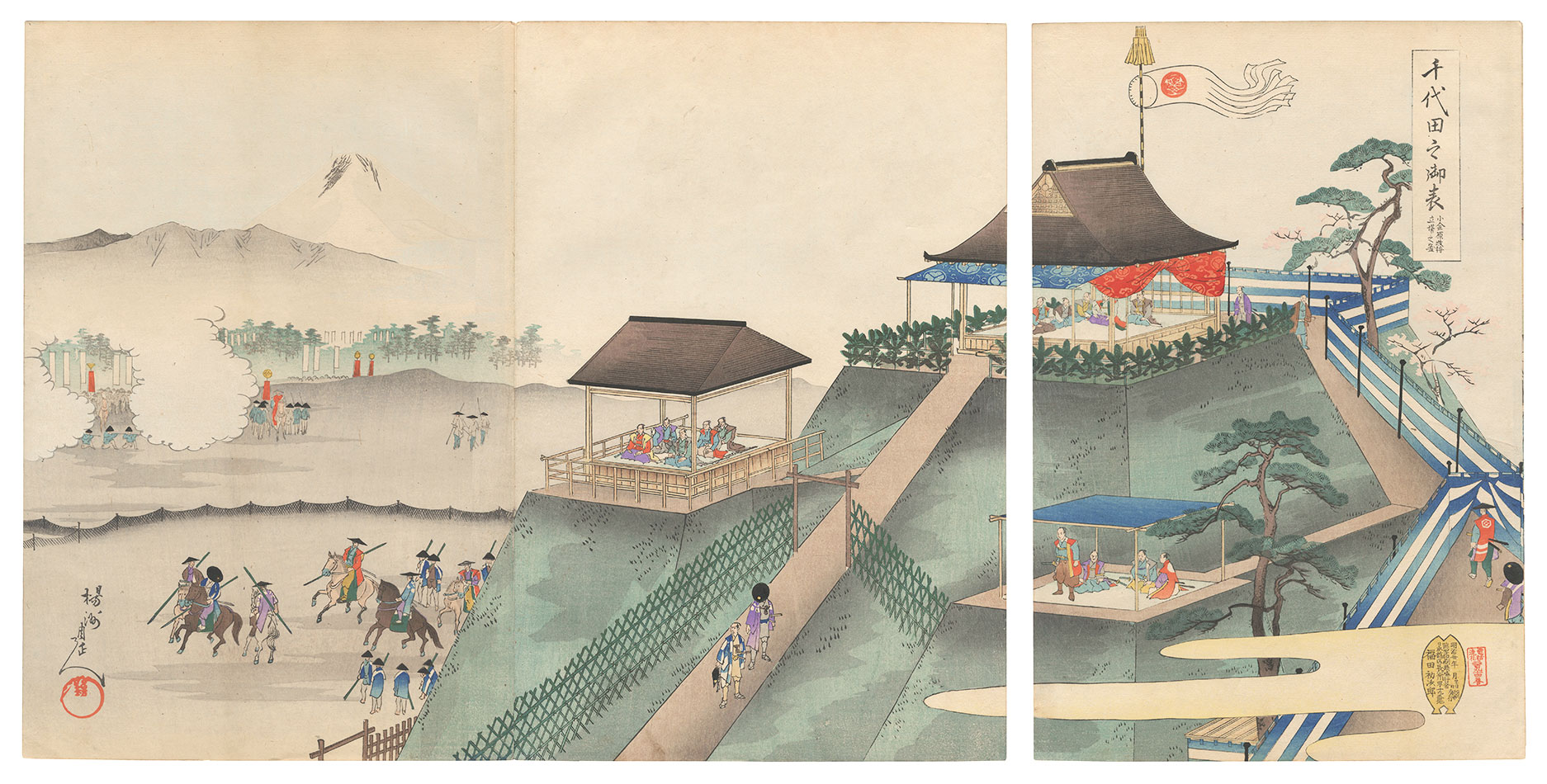 周延「千代田之御表　小金原牧狩立場之図」