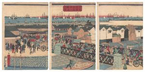 横浜吉田橋ヨリ馬車道之真景　／　広重三代