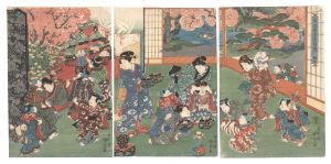 風流古今十二月ノ内　弥生　／　国貞初代