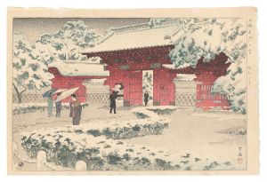 笠松紫浪「本郷赤門の雪」