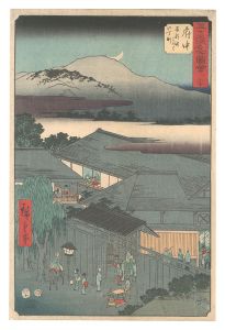 広重初代「五十三次名所図会　二十 府中 安部川みろく弐丁町」