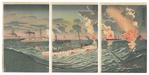 清親「黄海ニ於ル我軍ノ大捷　第四図」