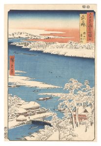 Famous Views of the Sixty-Odd Provinces / Musashi Province: Morning after Snow at the Sumida River / Hiroshige I