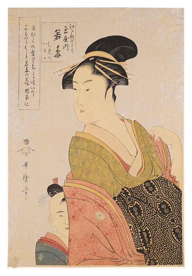 Utamaro “Wakaume of the Tamaya in Edo-machi itchome, kamuro Mumeno and Iroka【Reproduction】”