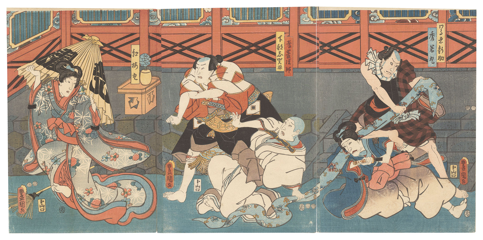 Toyokuni III “Kabuki Play: Otogibanashi Hakata no Imaori”