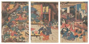 芳虎「大江山鬼賊住家図」