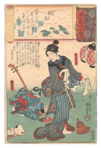 Kuniyoshi / Genji Clouds Matched with Ukiyo-e Pictures / Kashiwagi [源氏雲浮世画合　柏木]