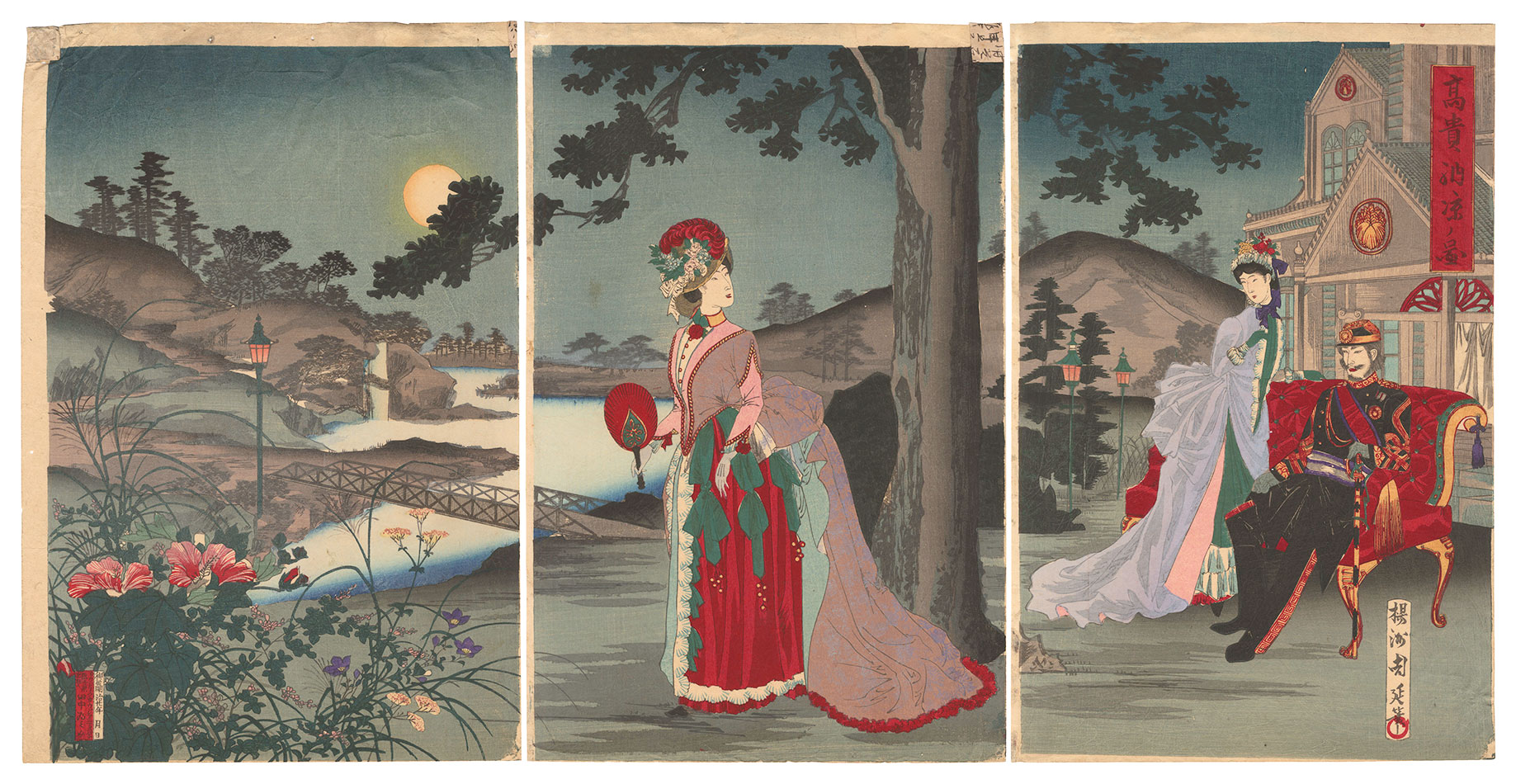 Chikanobu “Nobility Enjoying the Cooling Air on a Summer Evening”