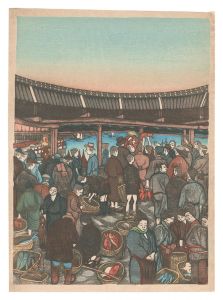 松山名所図絵　三津の朝市　／　石崎重利