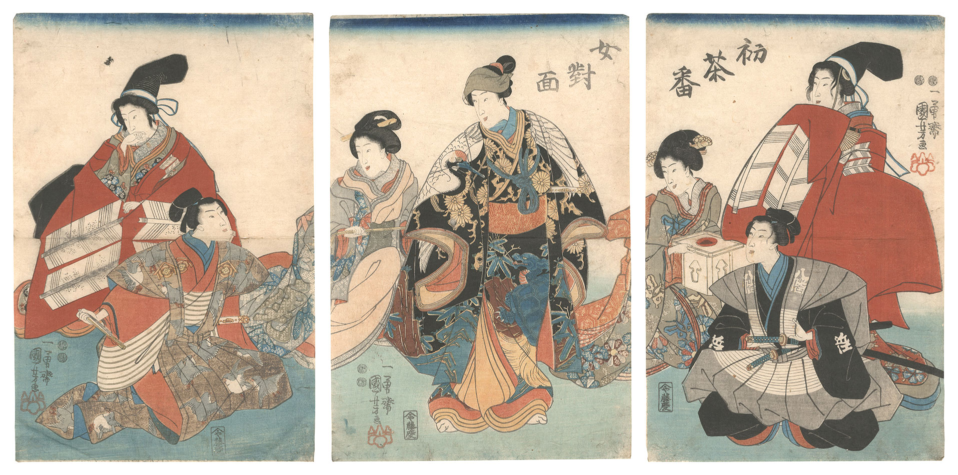 国芳「初茶番女対面」