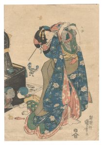 国芳「美人と子供（仮題）」