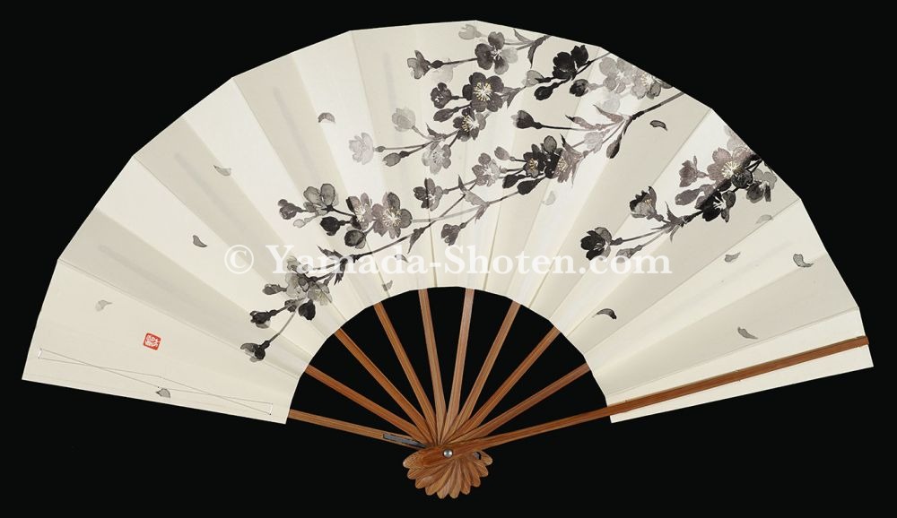 中千尋「自筆扇子　桜」