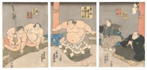 豊国三代「秀ノ山雷五郎横綱土俵入之図」