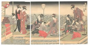Twelve Months by Two Artists, Toyokuni and Toyohiro / The Sixth Month, a Triptych【Reproduction】 / Toyohiro