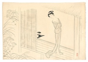 おせん 縁側 / 小村雪岱