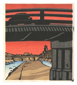 Evening at the Great Bridge at Sanjo (tentative title) / Tokuriki Tomikichiro