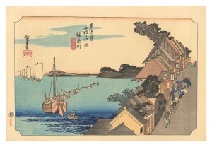 Hiroshige I / The Fifty-Three Stations of the Tokaido (Hoeido Edition) / Kawasaki: Scene on the Hill【Reproduction】 [東海道五十三次（保永堂版）　神奈川 台之景【復刻版】]