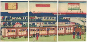 横浜新埋地高嶋町揚屋三階造海岸遠景之図 ／ 広重三代