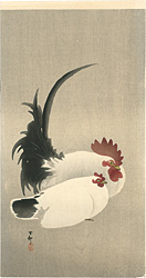 つがいの鶏 ／ 小原古邨（祥邨）